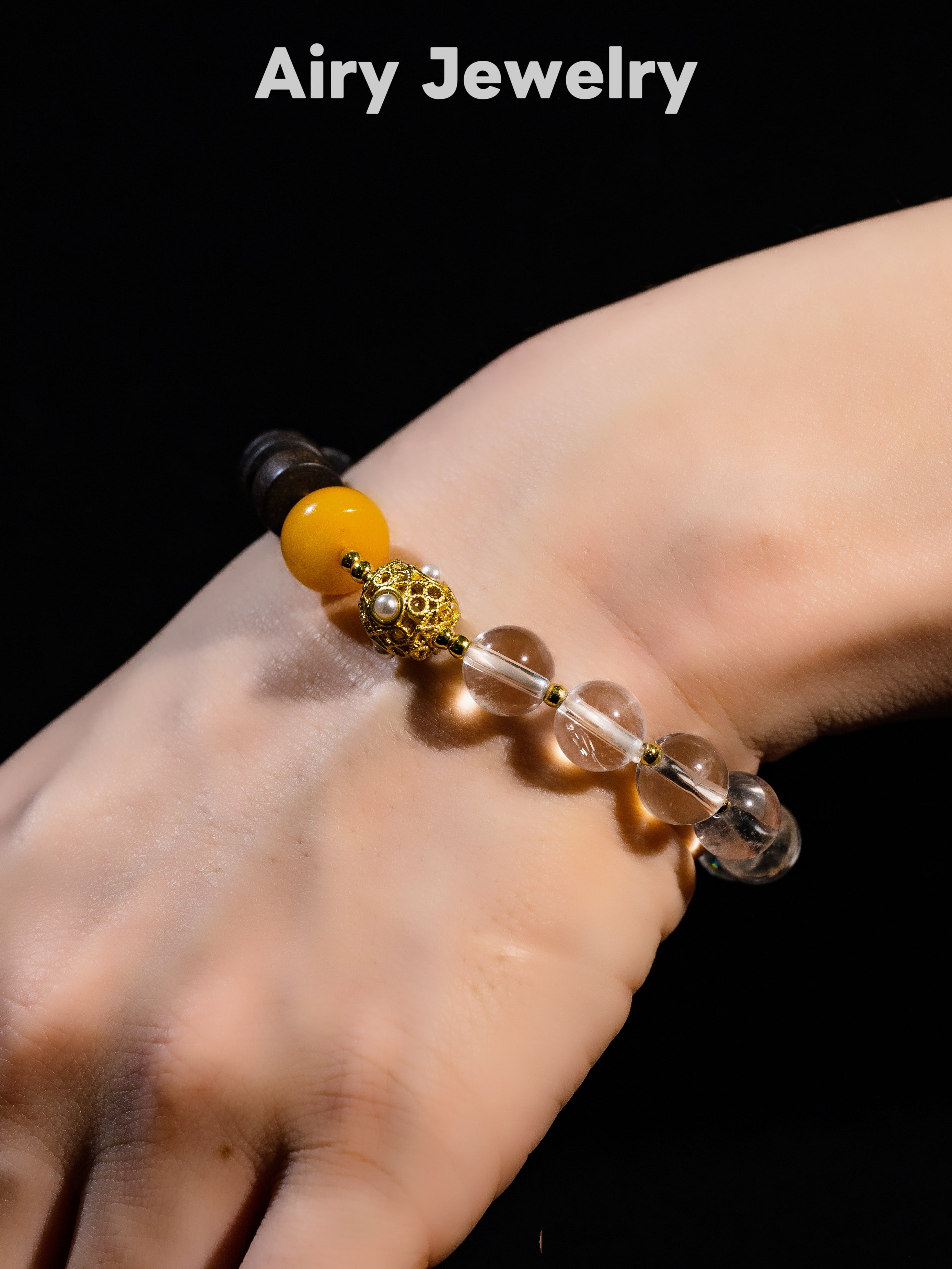 Natural white crystal amber original design bracelet