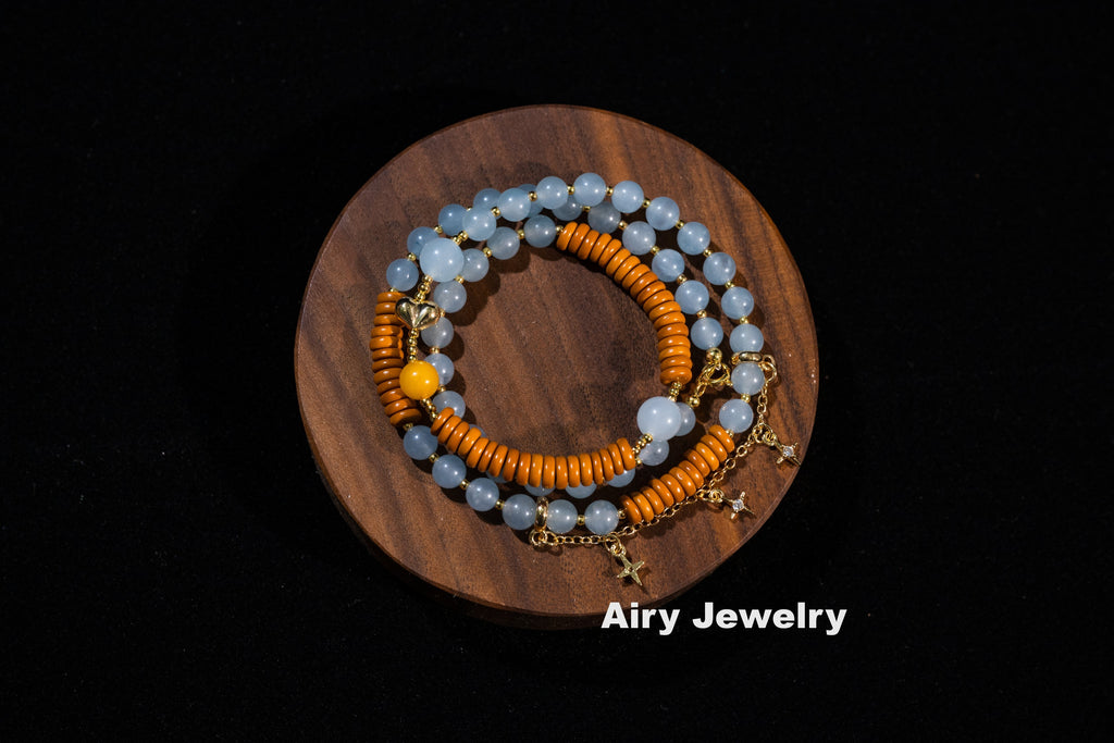Natural Blue Chalcedony Fashion Necklace