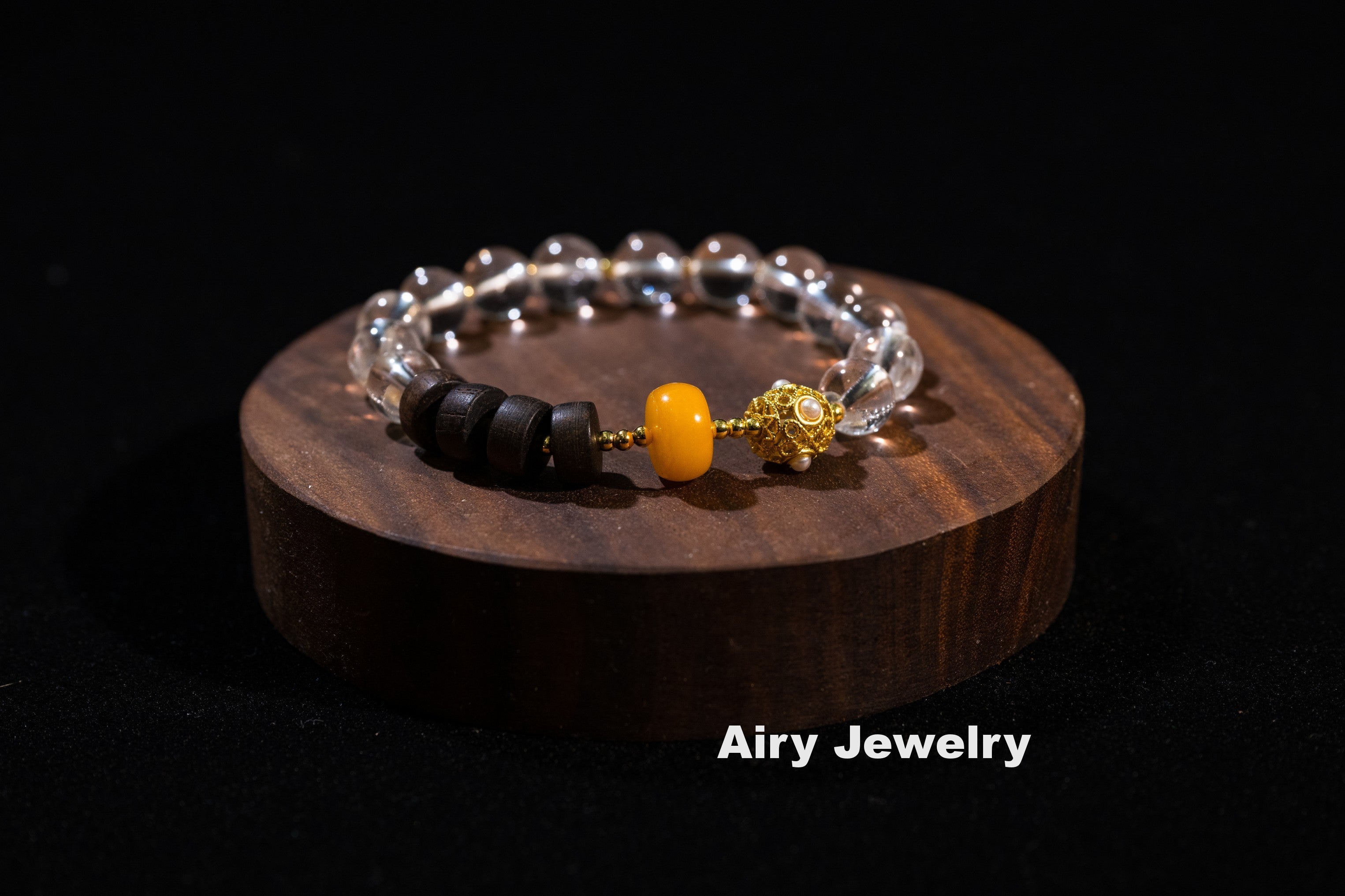 Natural white crystal amber original design bracelet