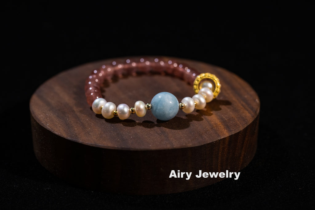 Strawberry Crystal Pearl Bracelet